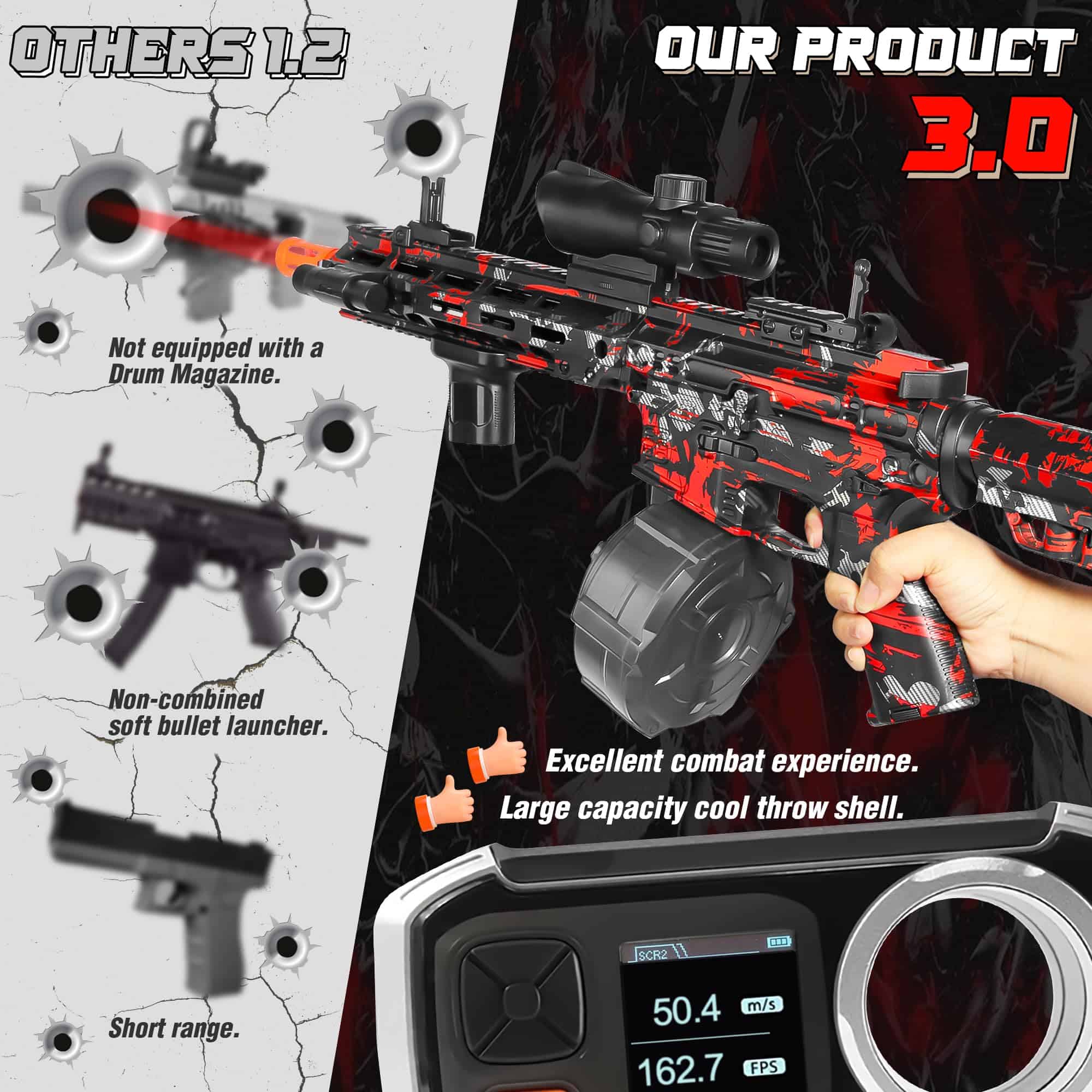 Gran Ballesta de Bolas de Gel con Tambor, Modo Dual Manual - Imagen 3