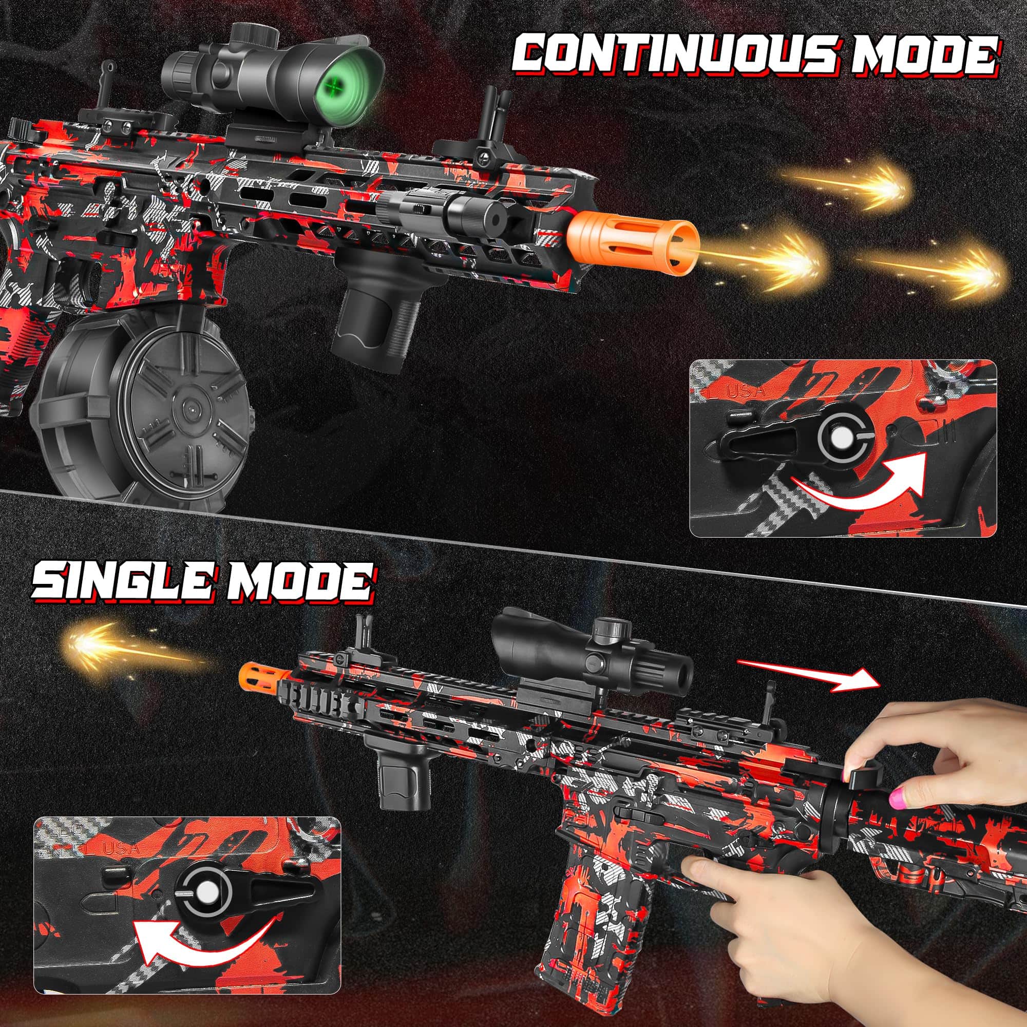 Gran Ballesta de Bolas de Gel con Tambor, Modo Dual Manual - Imagen 5