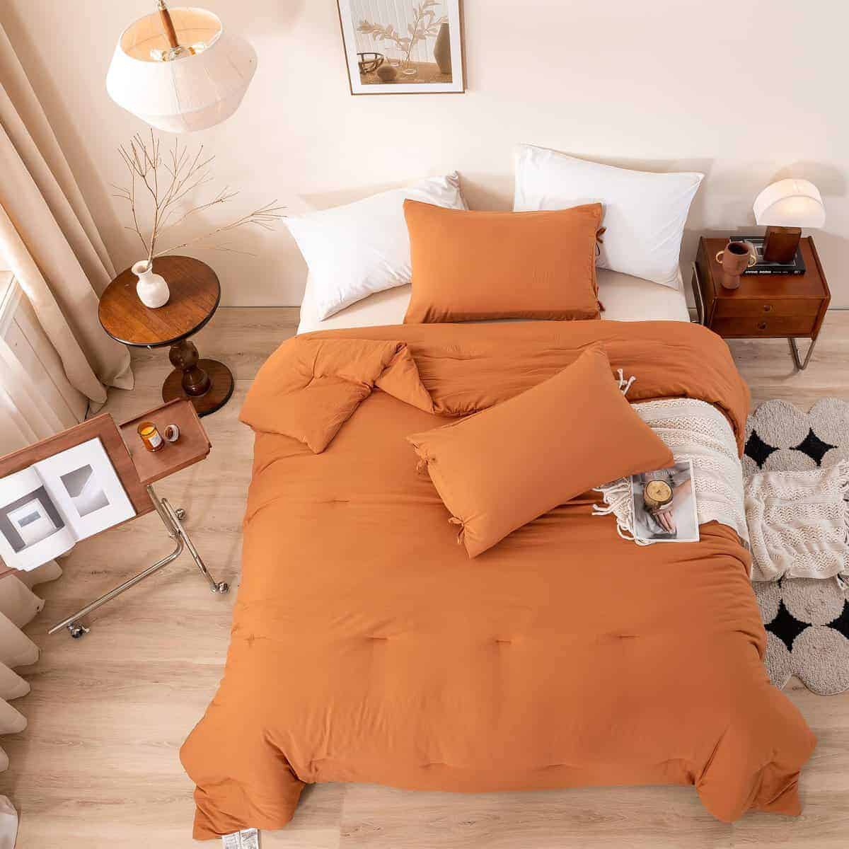 Juego de Edredón King Size Ultra Suave en Color Naranja - Imagen 8