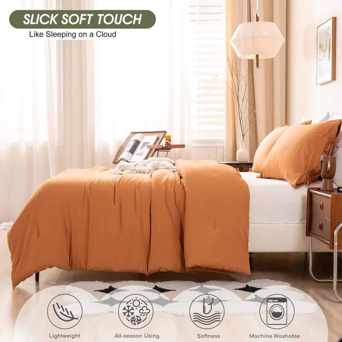 Juego de Edredón King Size Ultra Suave en Color Naranja - Imagen 5