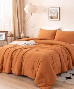 Juego de Edredón Tamaño Queen en Color Naranja Quemado,