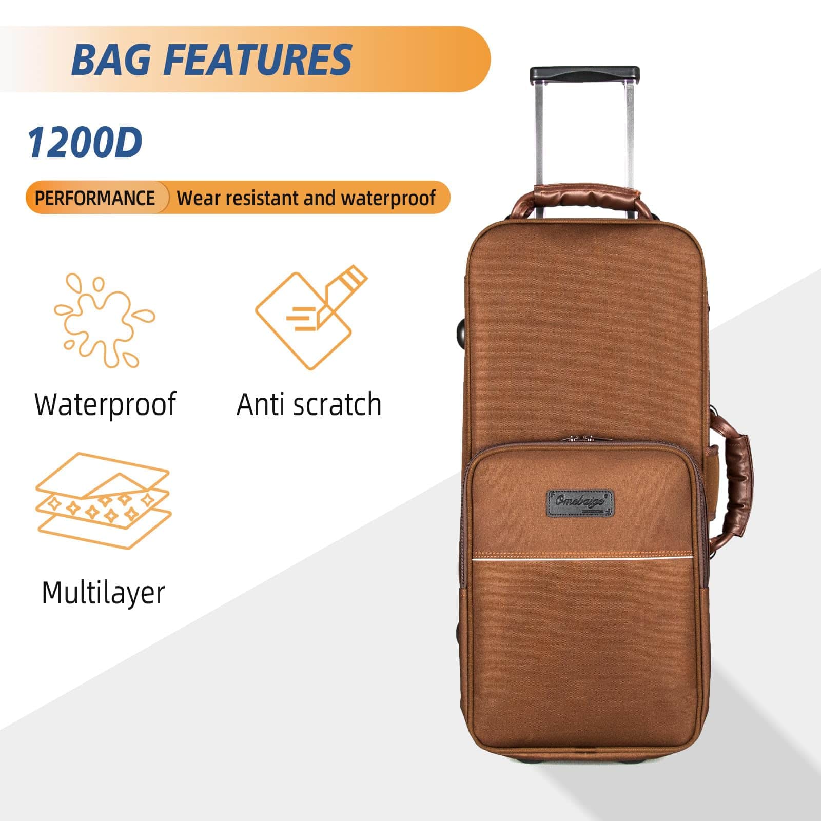 Estuche de saxofón alto Omebaige con ruedas, material de - Imagen 3