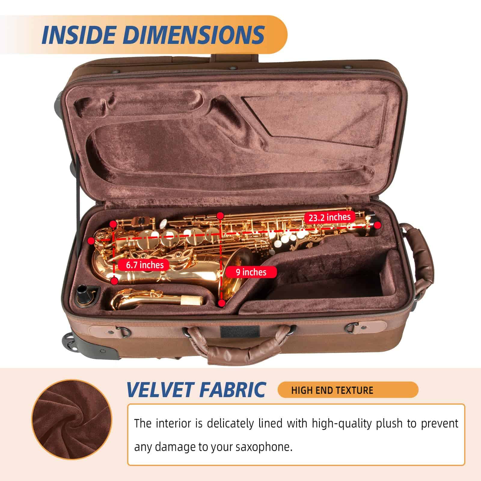 Estuche de saxofón alto Omebaige con ruedas, material de - Imagen 5