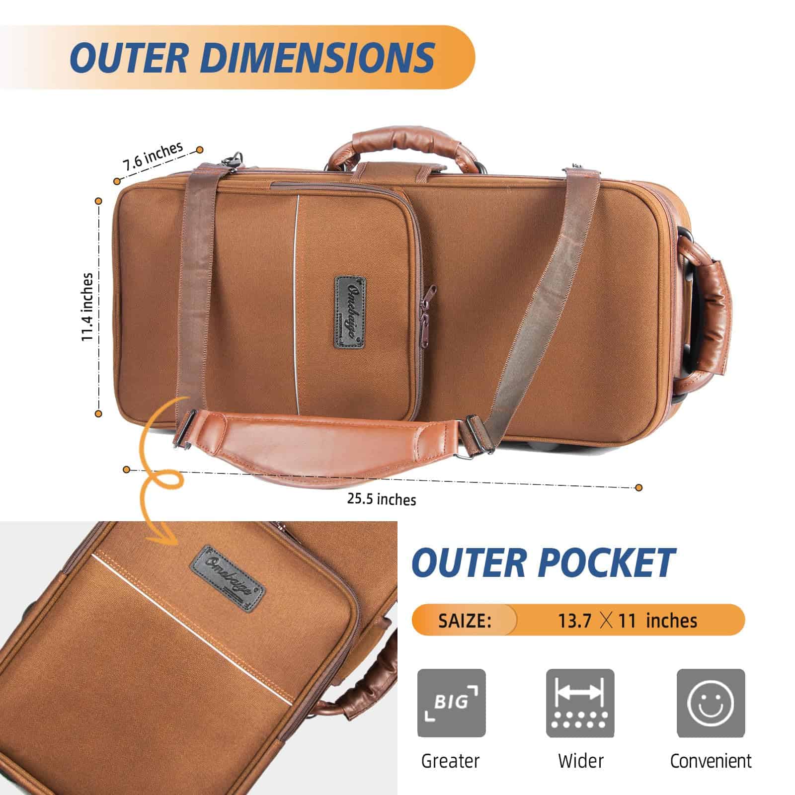 Estuche de saxofón alto Omebaige con ruedas, material de - Imagen 6