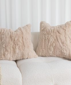 Fundas de cojín de piel de conejo genuina Rose Feather