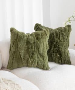 Funda de Almohada de Piel de Conejo Genuina ROSE FEATHER