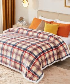 Manta de Sherpa Inhand para Familias Marrón de Cuadros