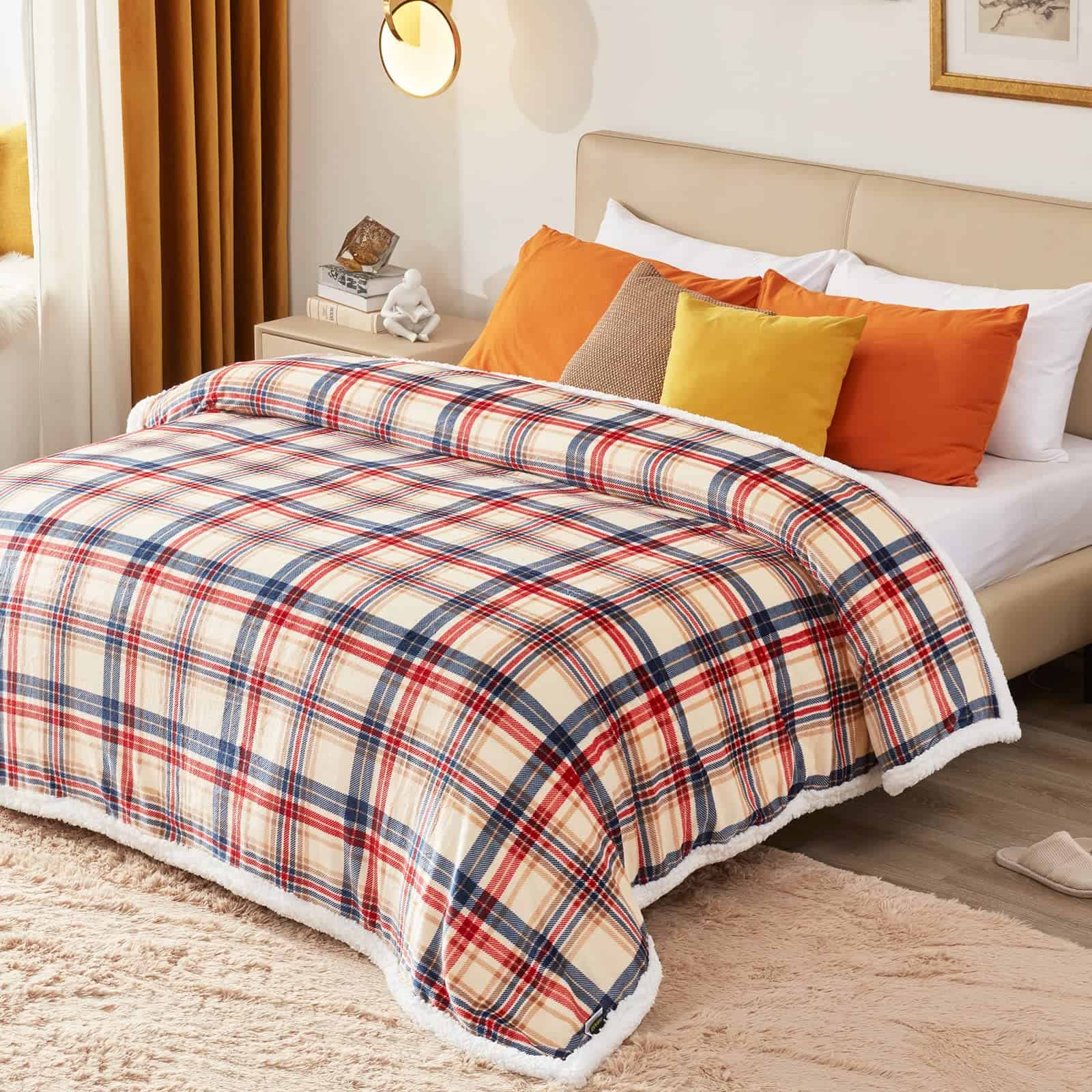 Manta de Sherpa Inhand para Familias Marrón de Cuadros