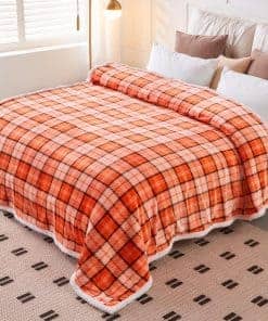 Manta Sherpa de Otoño con Cuadros de Halloween Naranja para