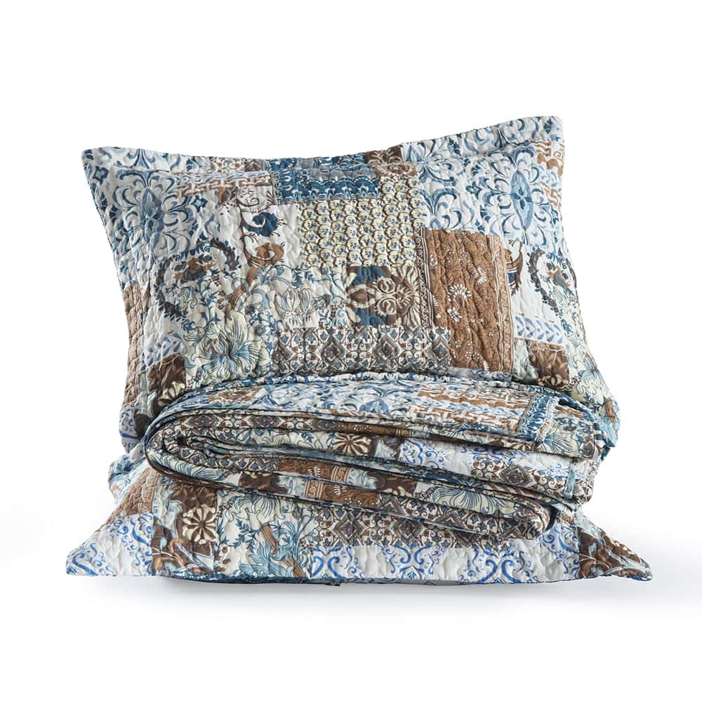 Colcha de cama de algodón ENASAL Juego de -Azul Rústico Flor - Imagen 10