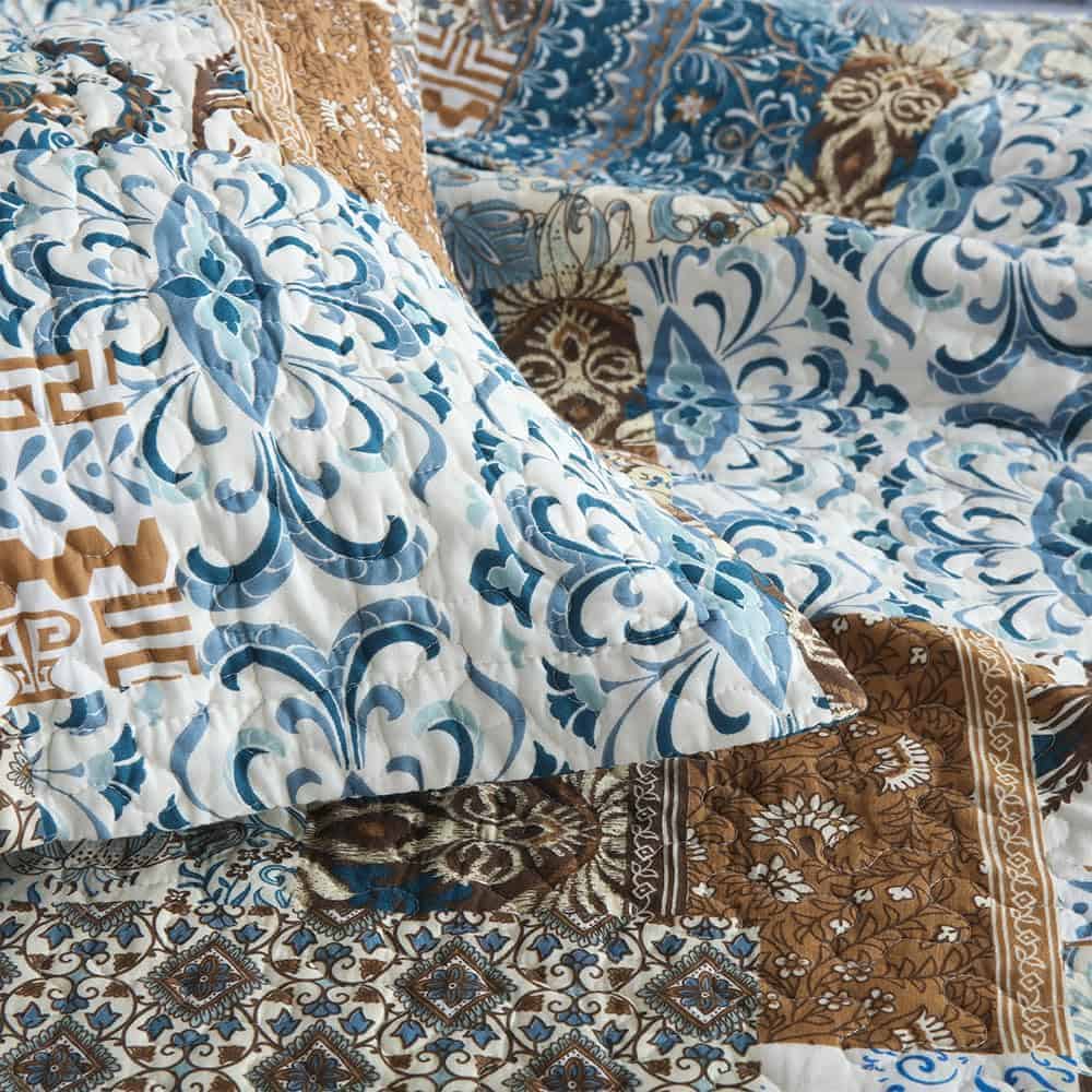 Colcha de cama de algodón ENASAL Juego de -Azul Rústico Flor - Imagen 9