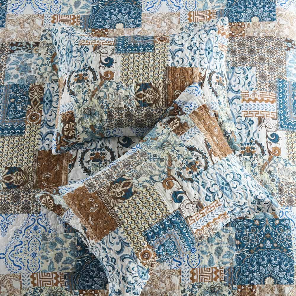 Colcha de cama de algodón ENASAL Juego de -Azul Rústico Flor - Imagen 7