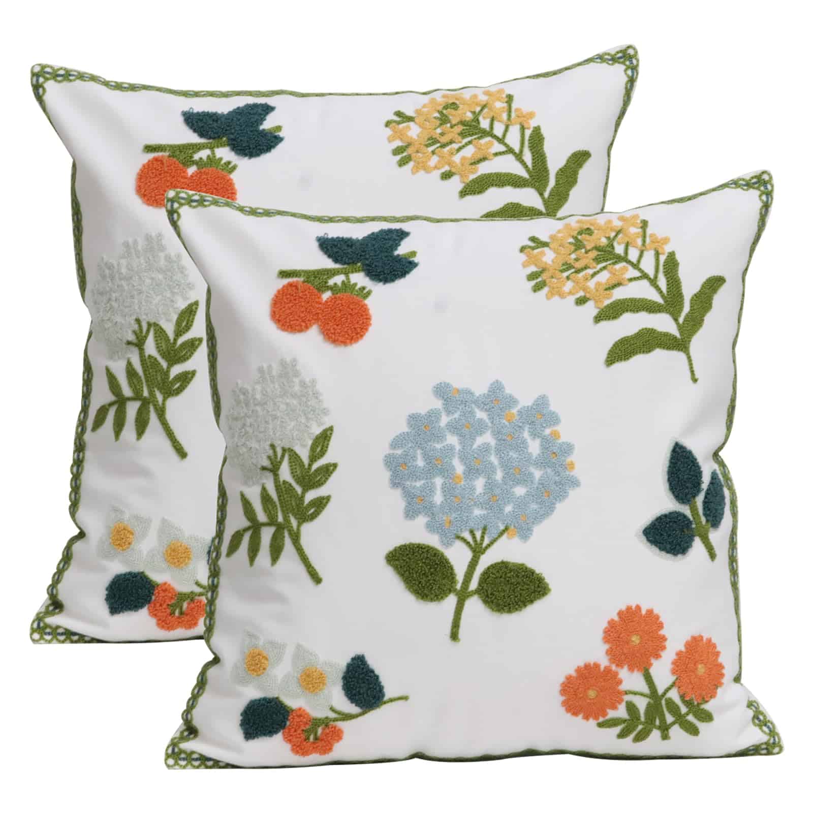 Juego de 2 Fundas de Cojín Decorativas -Flor-D