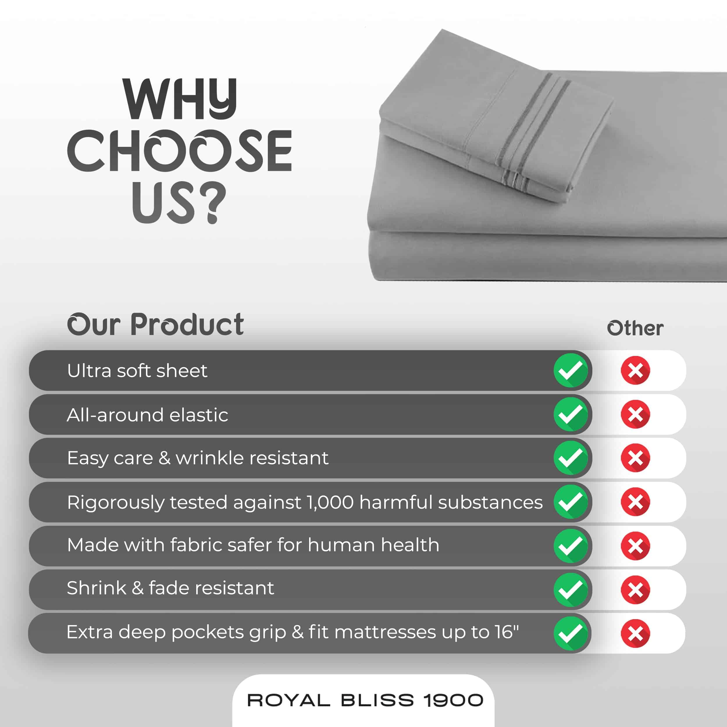 Juego de sábanas divididas Royal Bliss 1900 Split King para - Imagen 6