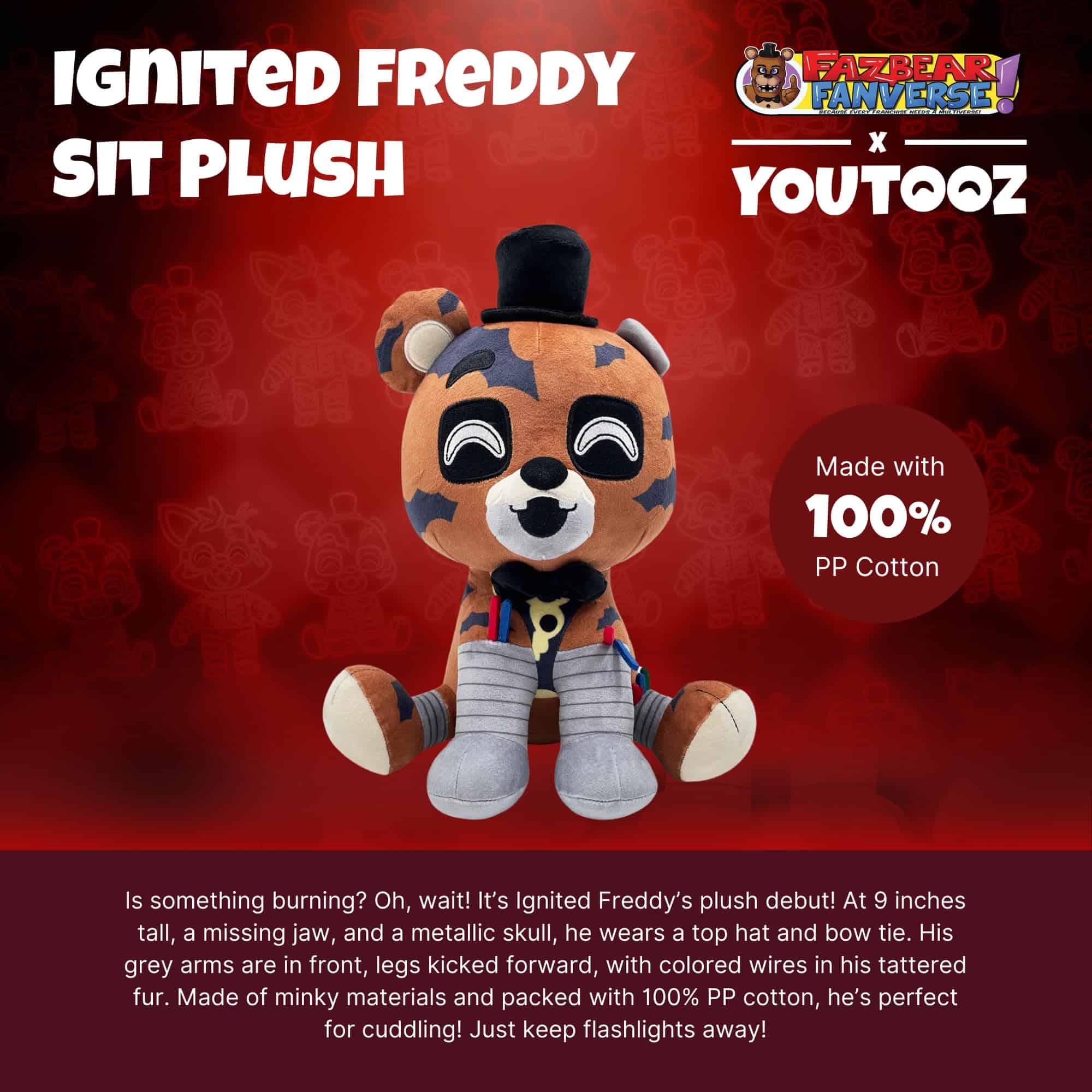 YouTooz FNAF Ignited Freddy 9" Pulgadas Peluche, Peluche de - Imagen 3