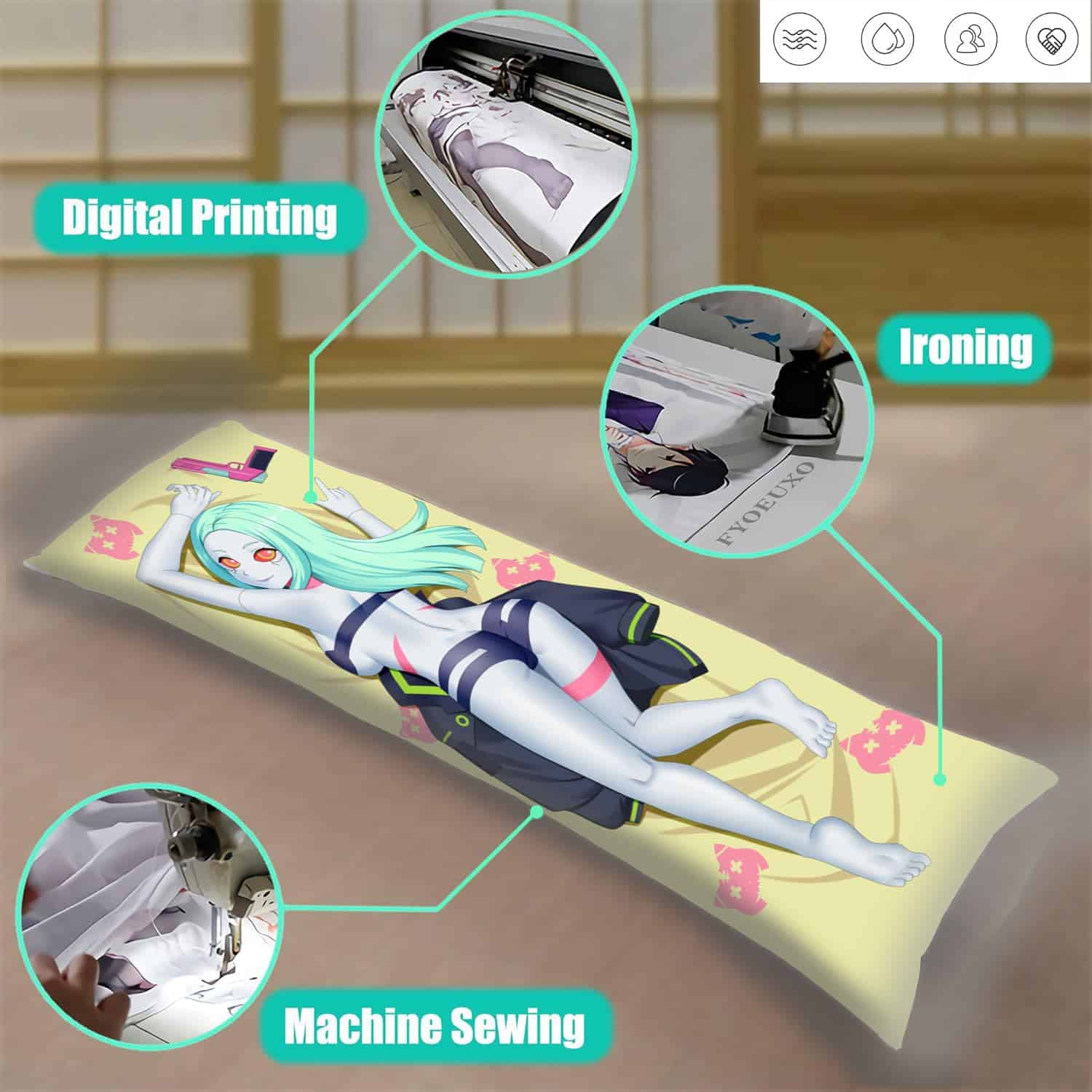 Funda de almohada Dakimakura Anime Original, 19"x59" Funda - Imagen 5