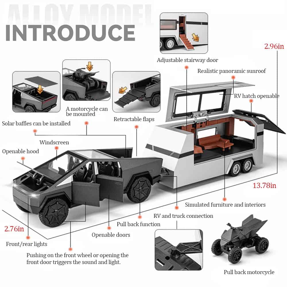 Camioneta Remolque RV Modelo, Metal Pick-Up Truck Trailer - Imagen 4