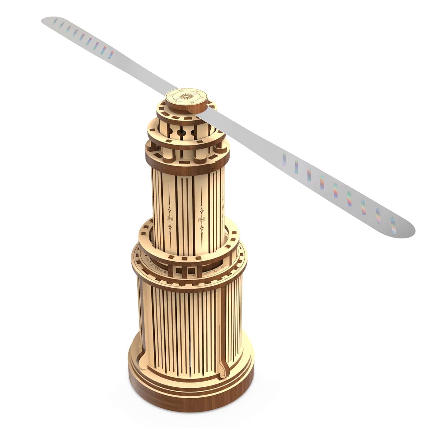 Rompecabezas 3D de Madera Modelo Faro con Ventilador para