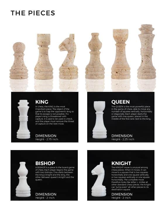 Juego de ajedrez de mármol travertino SPESHSTONES 12'' - Imagen 7