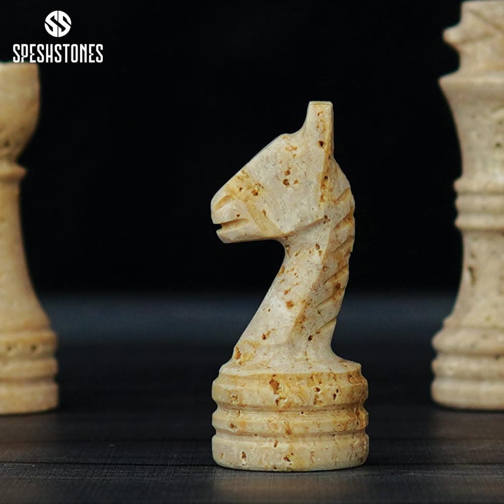 Juego de ajedrez de mármol travertino SPESHSTONES 12'' - Imagen 6