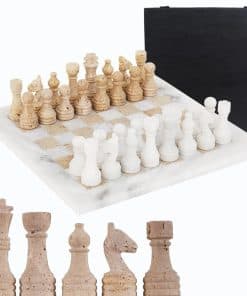 Juego de ajedrez de mármol travertino SPESHSTONES 12''