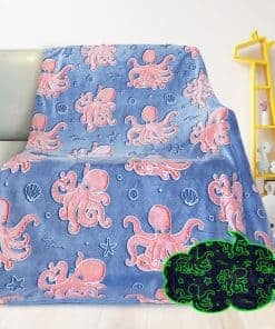 Manta de Pulpo Tamaño Twin que Brilla en la Oscuridad Manta