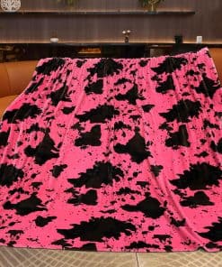 Manta Suave Estampado de Vaca Rosa Tamaño King - Manta de