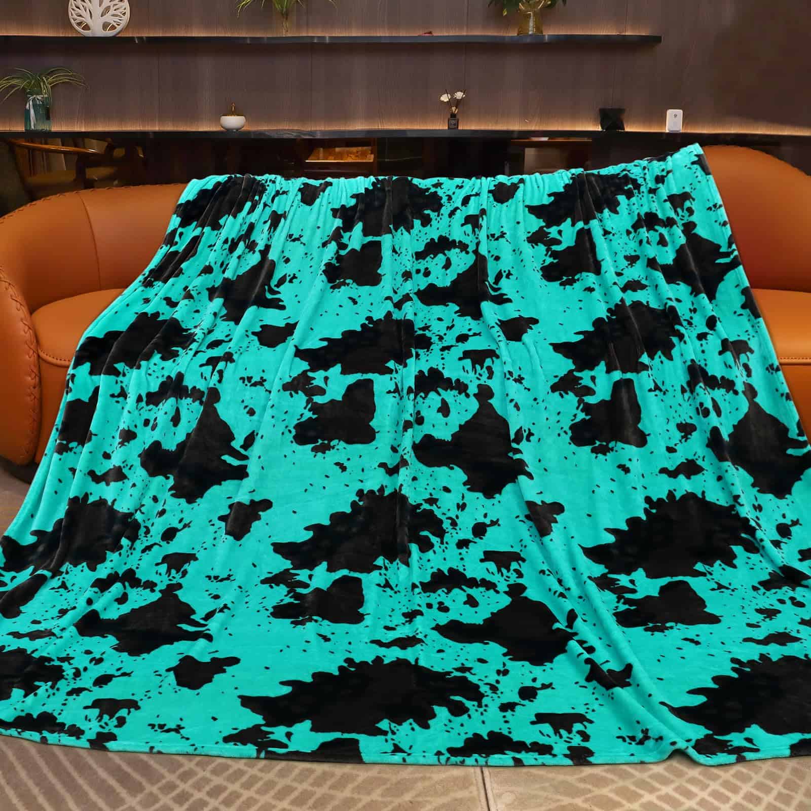 Manta de Vaca Extra Grande Azul Teal Manta de Tirar Tamaño