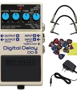 Pedal de Delay Digital Boss DD-8 con Bundle de 2 Cables de