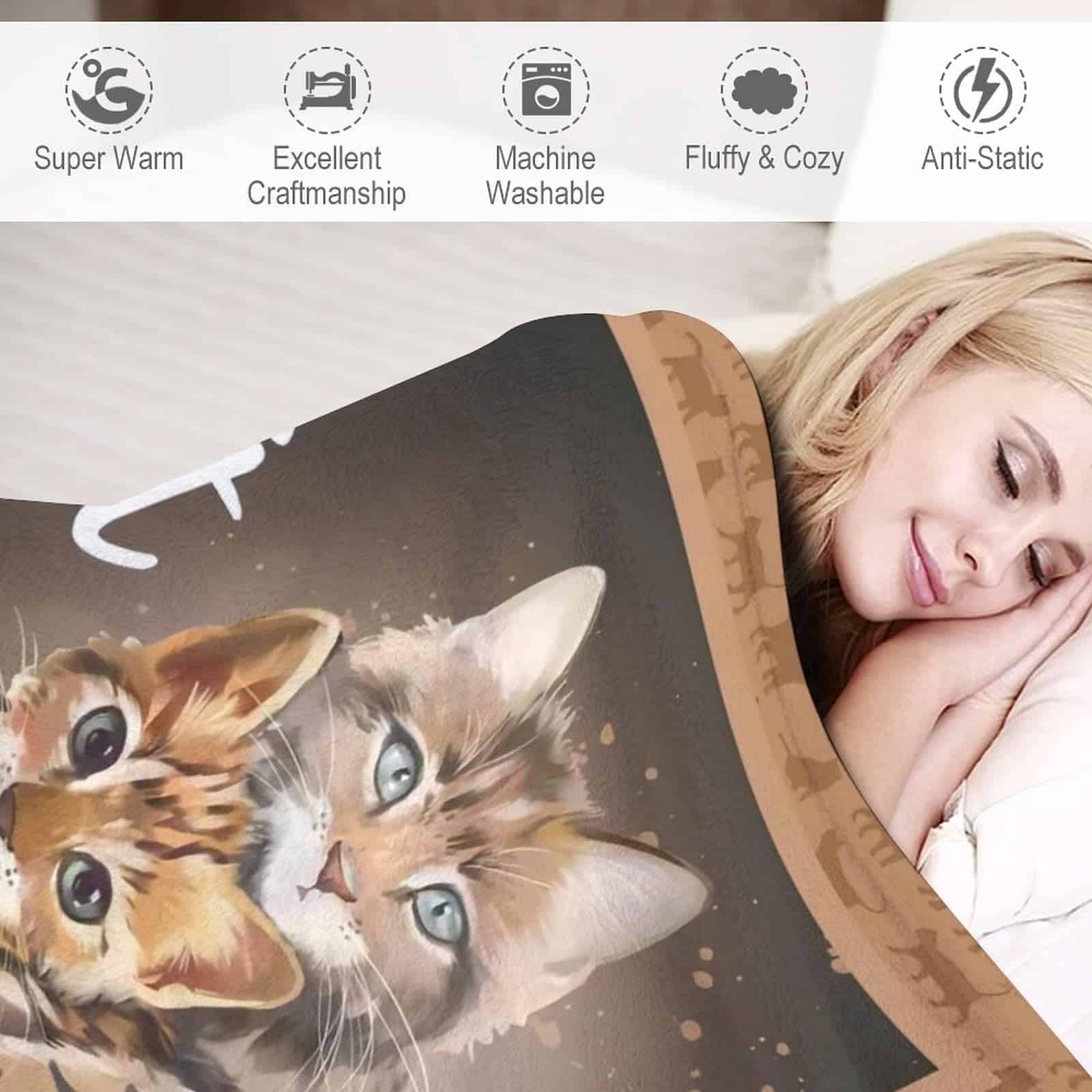 Manta de Gato Regalos para Niñas Mujeres Amantes de los - Imagen 9
