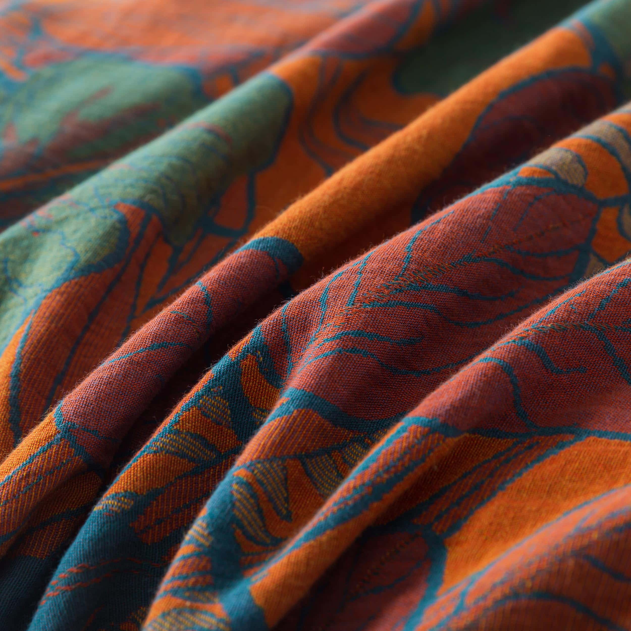 Juego de Ropa de Cama Vintage de Flores y Hojas en Naranja - Imagen 9