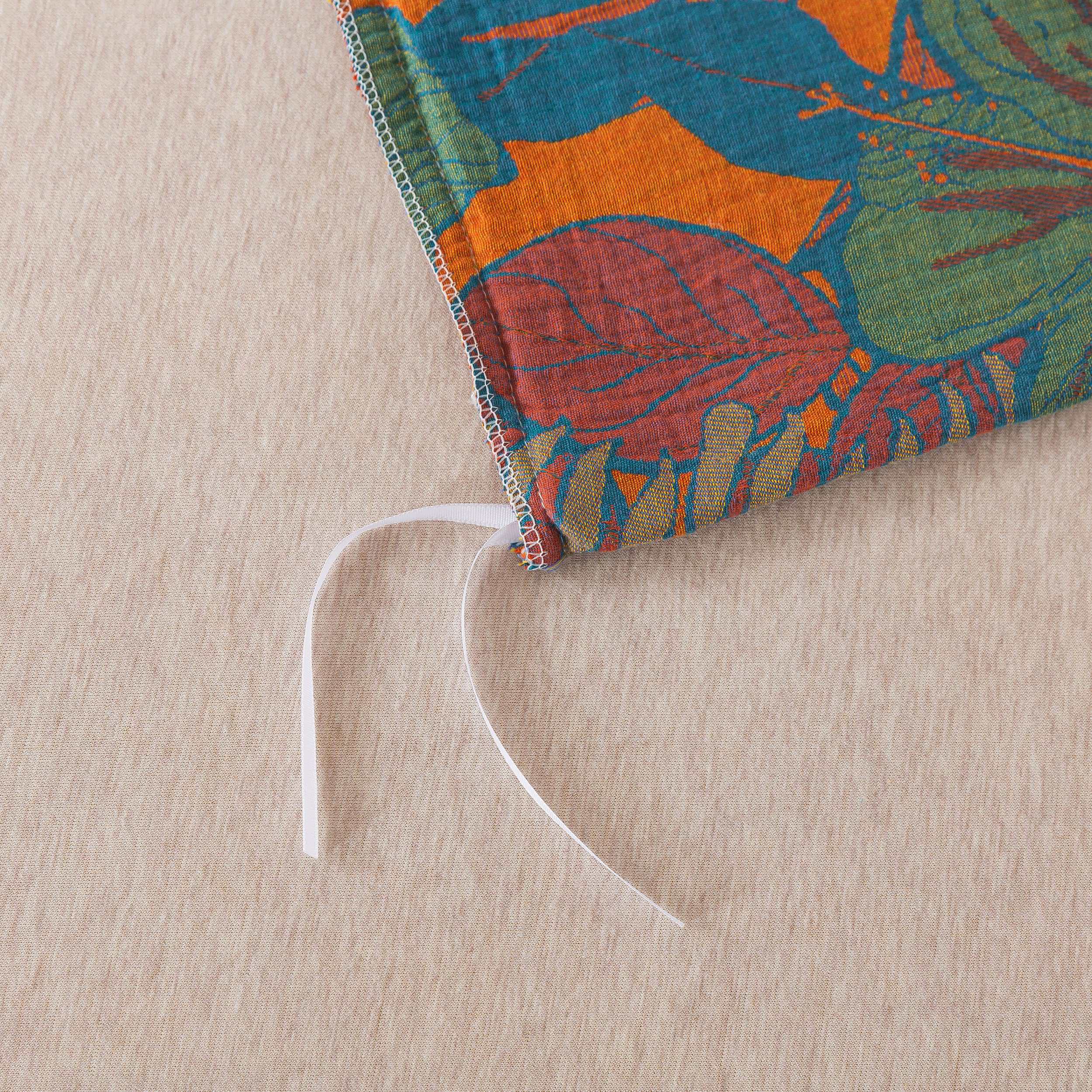 Juego de Ropa de Cama Vintage de Flores y Hojas en Naranja - Imagen 10