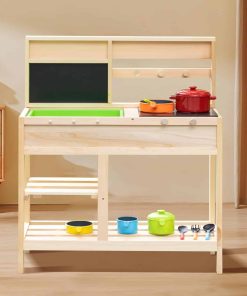 Cocina de barro de madera para niñas y niños de 3-8 años