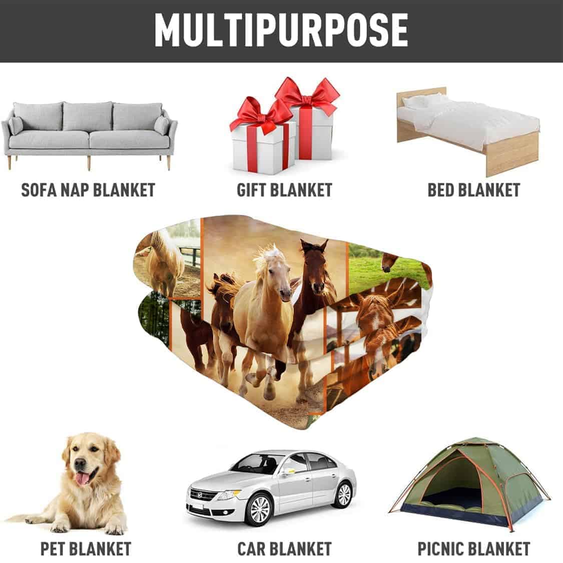 ABOXOBOG Manta de Caballo para Sofá Cama 60" x 80" Franela - Imagen 7