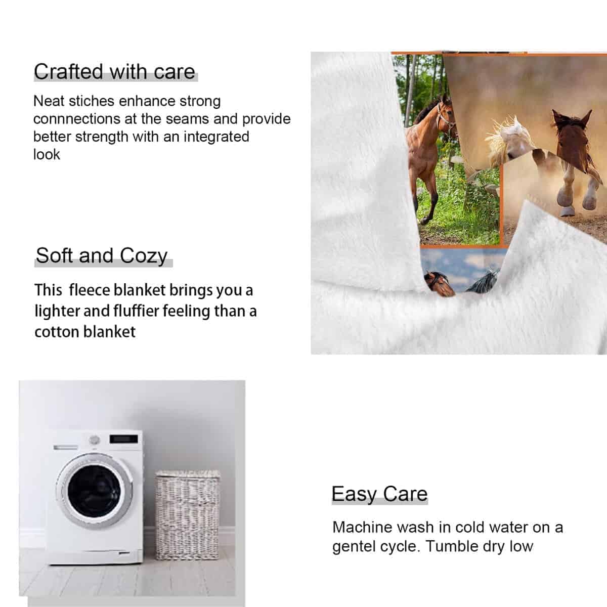 ABOXOBOG Manta de Caballo para Sofá Cama 60" x 80" Franela - Imagen 8