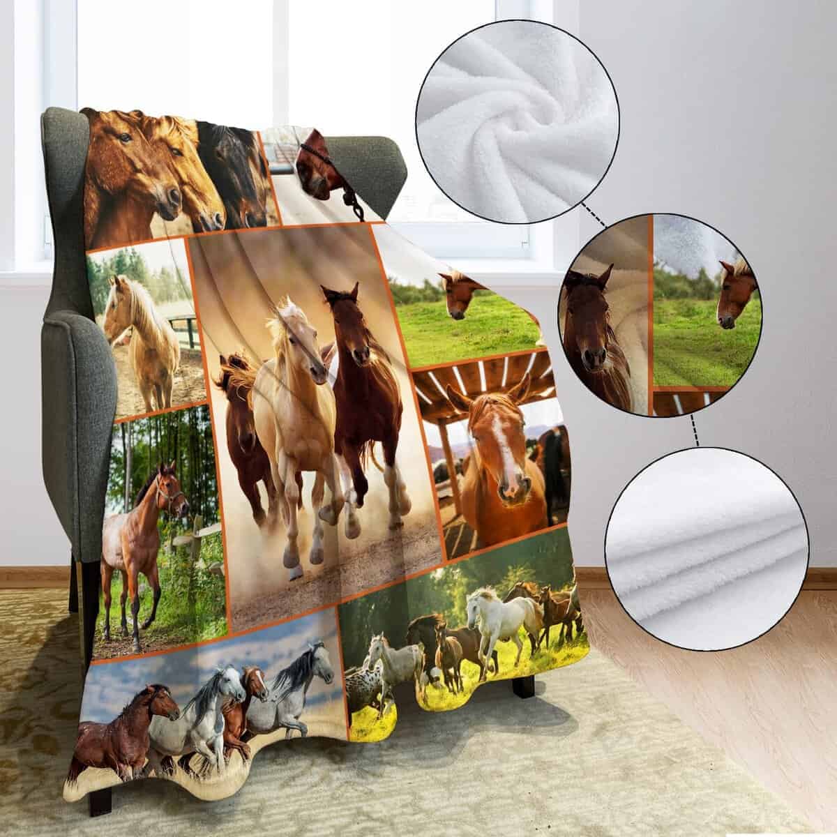 ABOXOBOG Manta de Caballo para Sofá Cama 60" x 80" Franela - Imagen 6