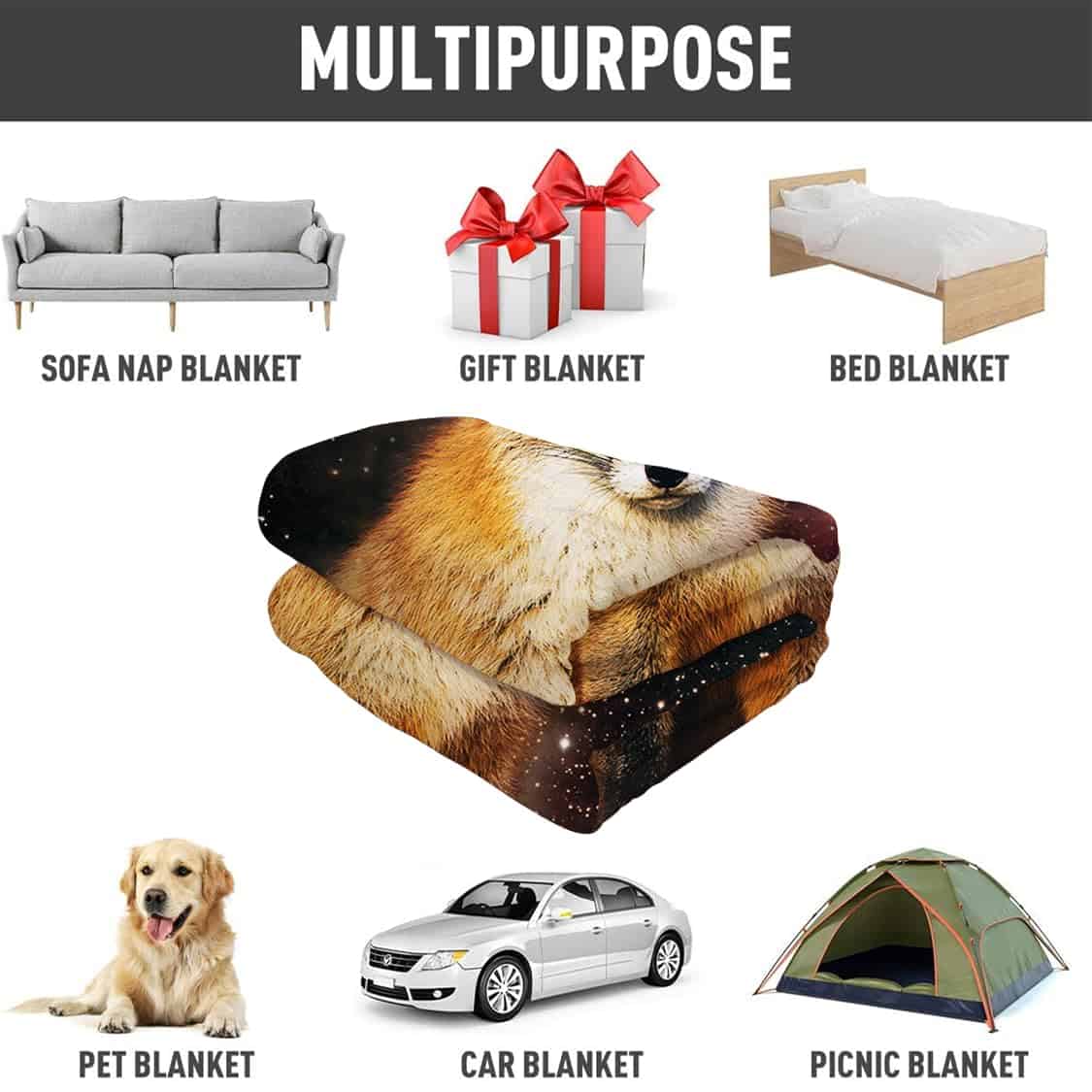 Manta de lobo ABOXOBOG para sofá cama 60" x 80" Suave - Imagen 7