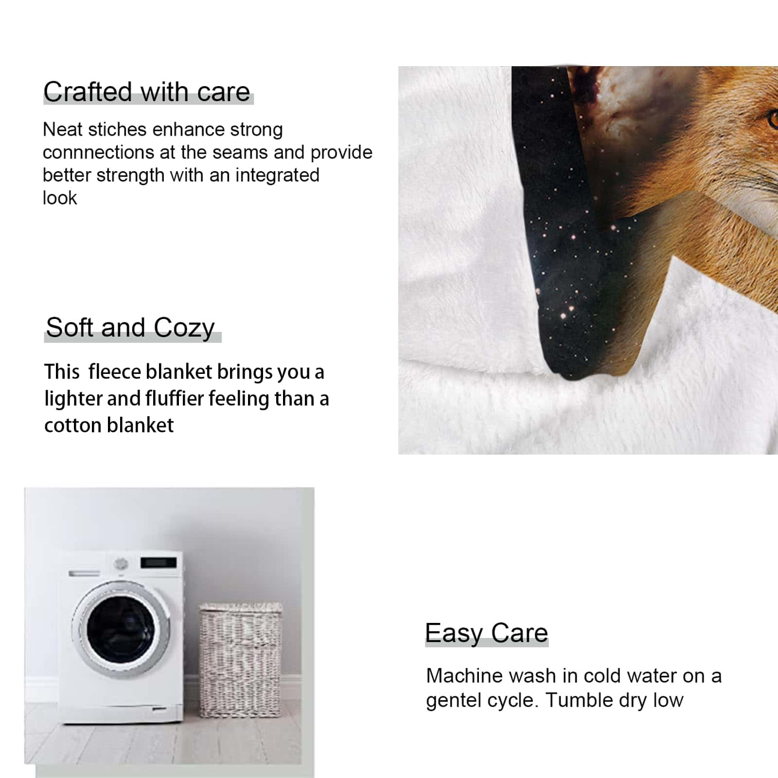 Manta de lobo ABOXOBOG para sofá cama 60" x 80" Suave - Imagen 8