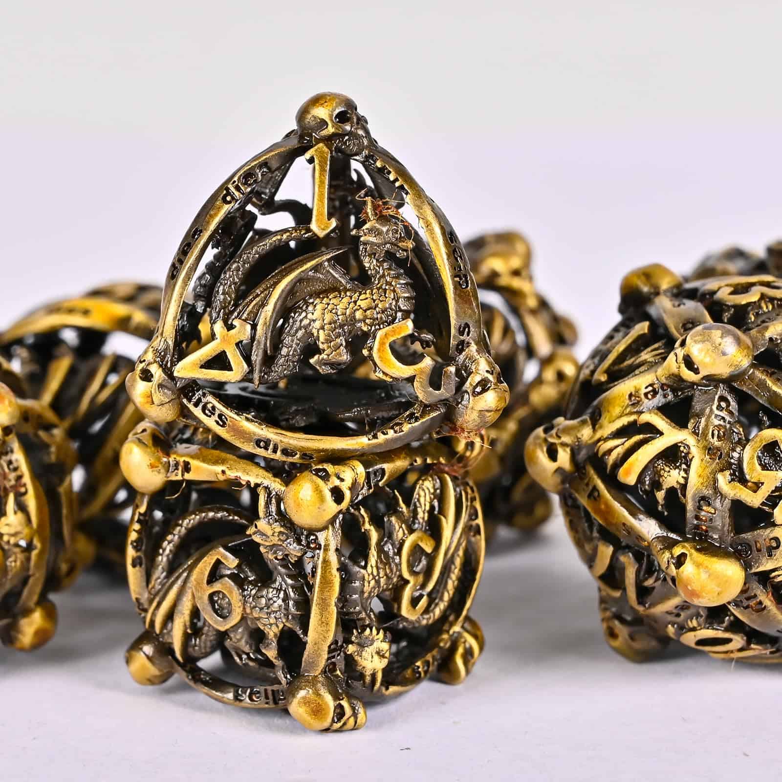 Set de dados de metal DND, UBEUCK 7PCS Dados -Dados dorados - Imagen 4