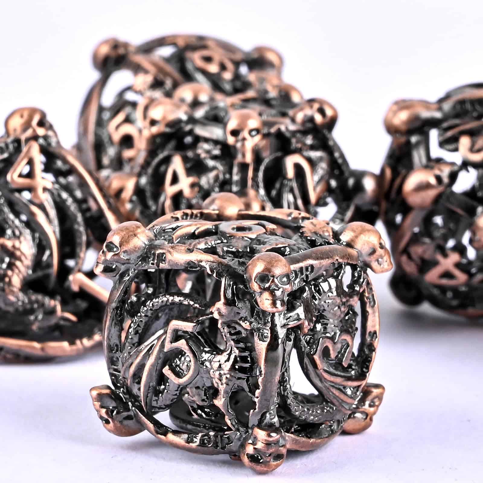 Set de Dados de Metal DND, UBEUCK 7PCS Calavera y Dragón