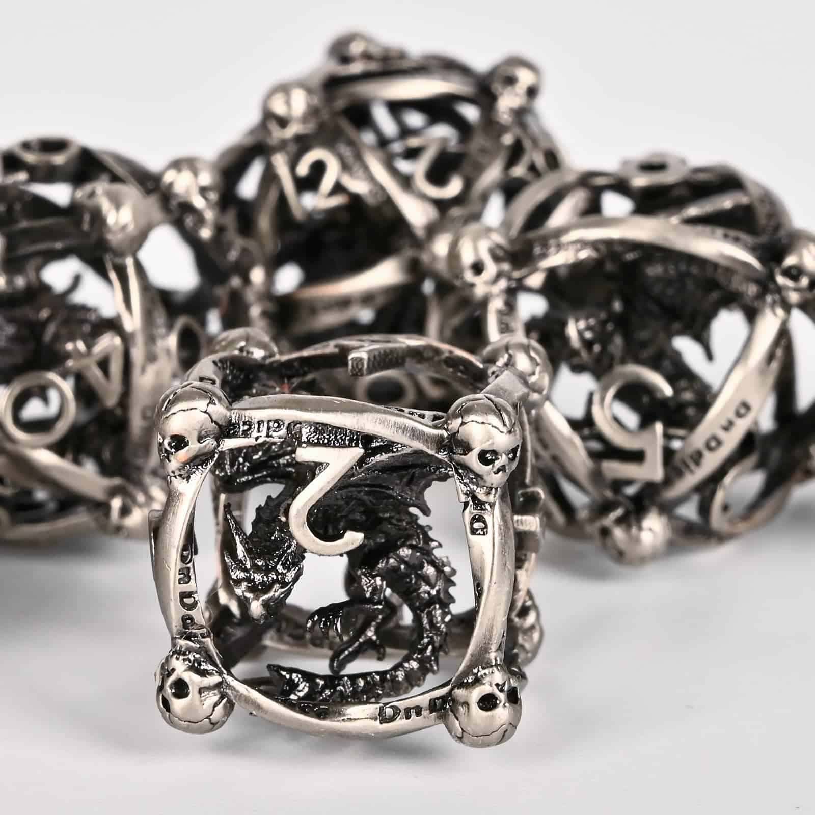 Set de Dados de Metal DND, UBEUCK 7PCS Dados de Calavera y