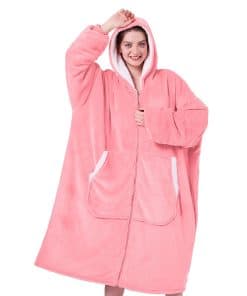 JOYWOO Manta con Capucha Rosa de Gran Tamaño, Manta con
