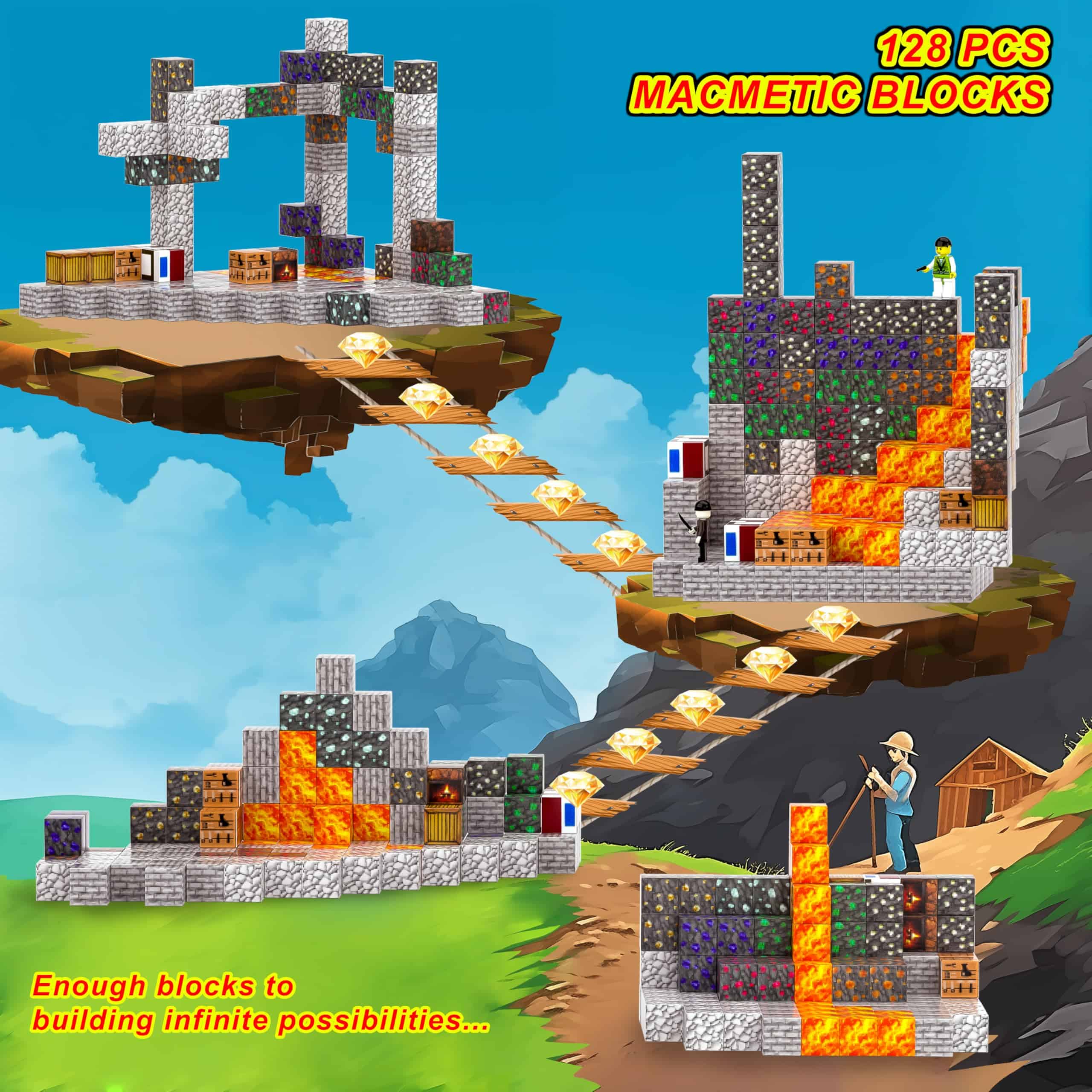 BPQZ 128PCS Bloques Magnéticos, Juguetes de Construcción - Imagen 7