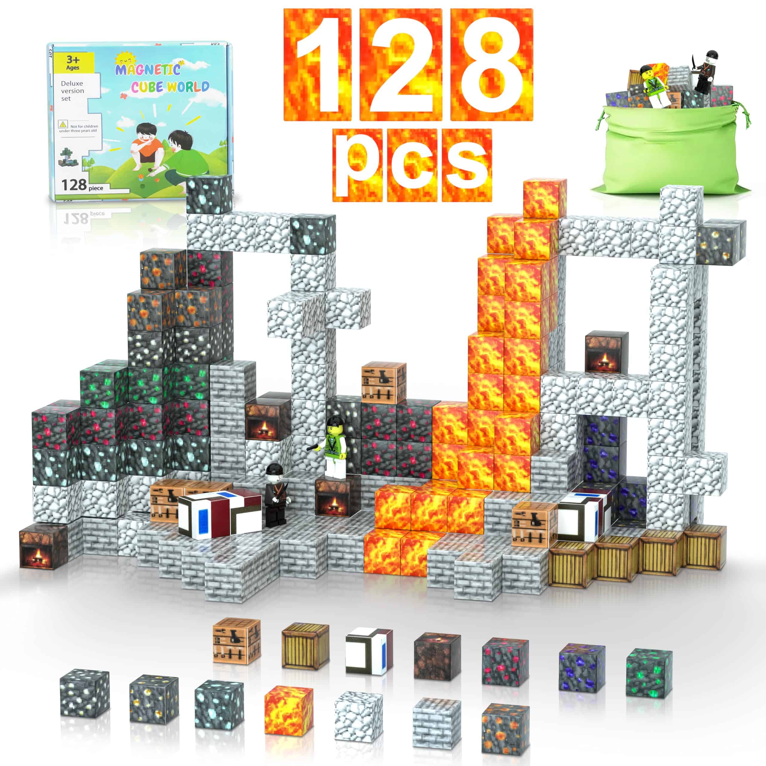 BPQZ 128PCS Bloques Magnéticos, Juguetes de Construcción