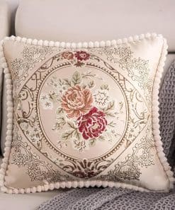 2 Fundas de Almohada Decorativas Europeas -Crema Beige Rosa