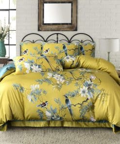 Juego de Funda de Edredón Individual Floral Aves Suave 3