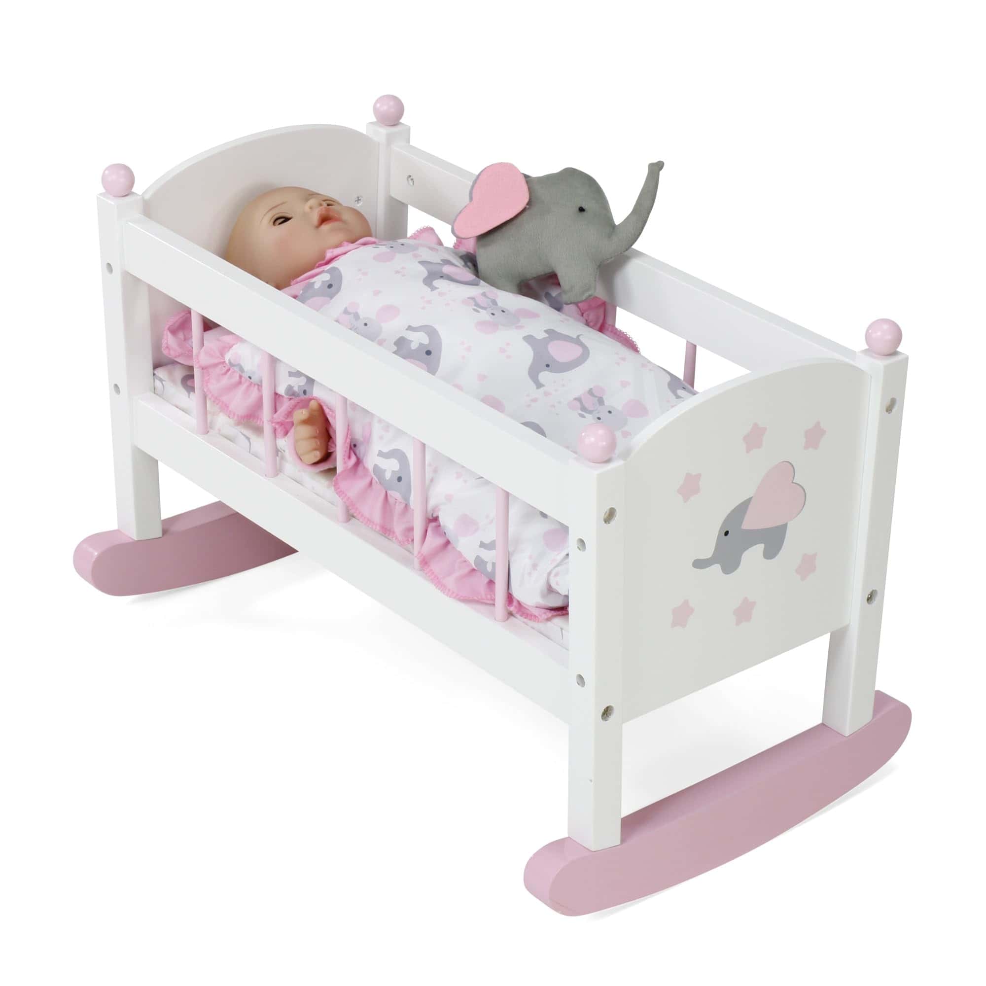 Nueva Cuna Mecedora de Madera para Muñecas Bebé Emily Rose - Imagen 5