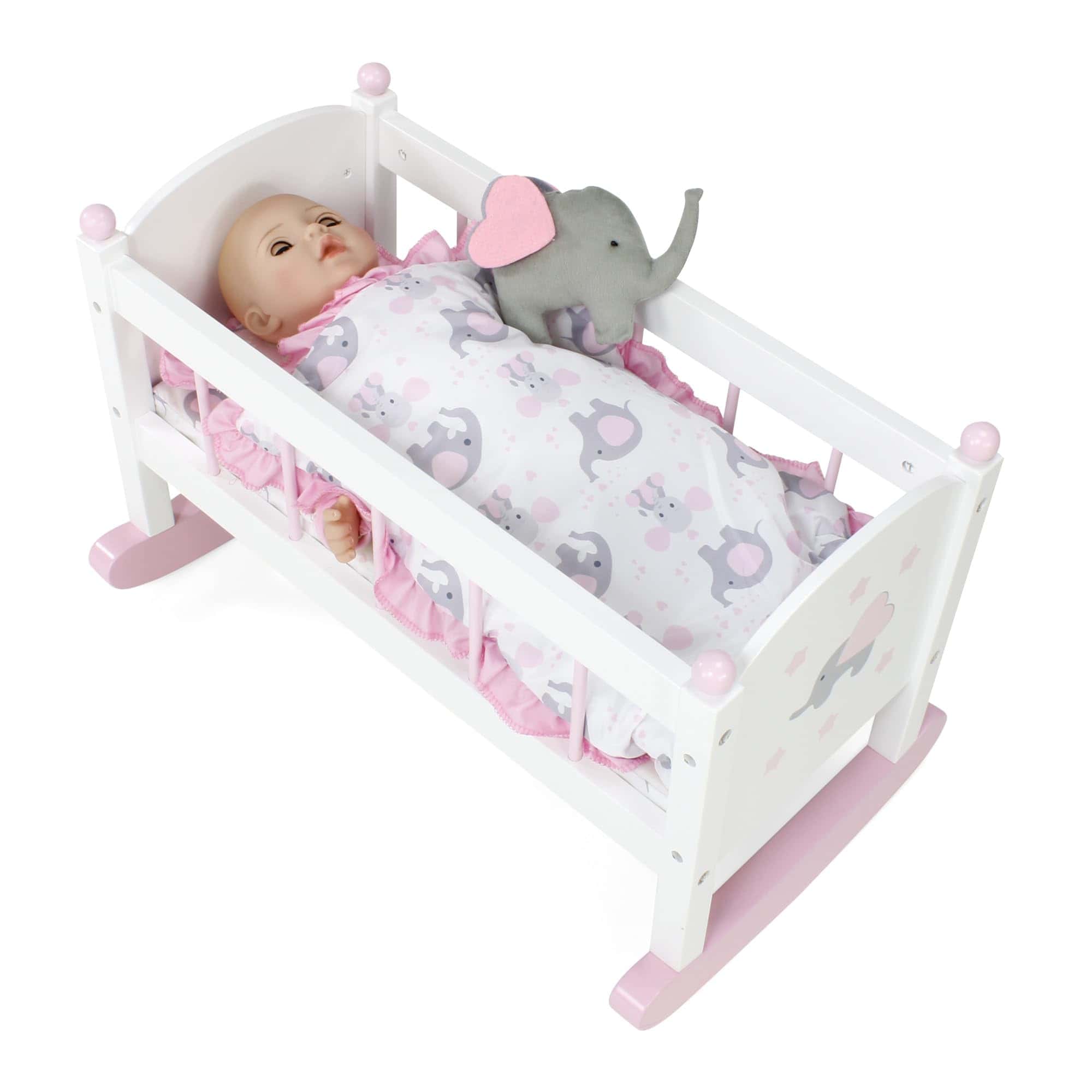 Nueva Cuna Mecedora de Madera para Muñecas Bebé Emily Rose - Imagen 7