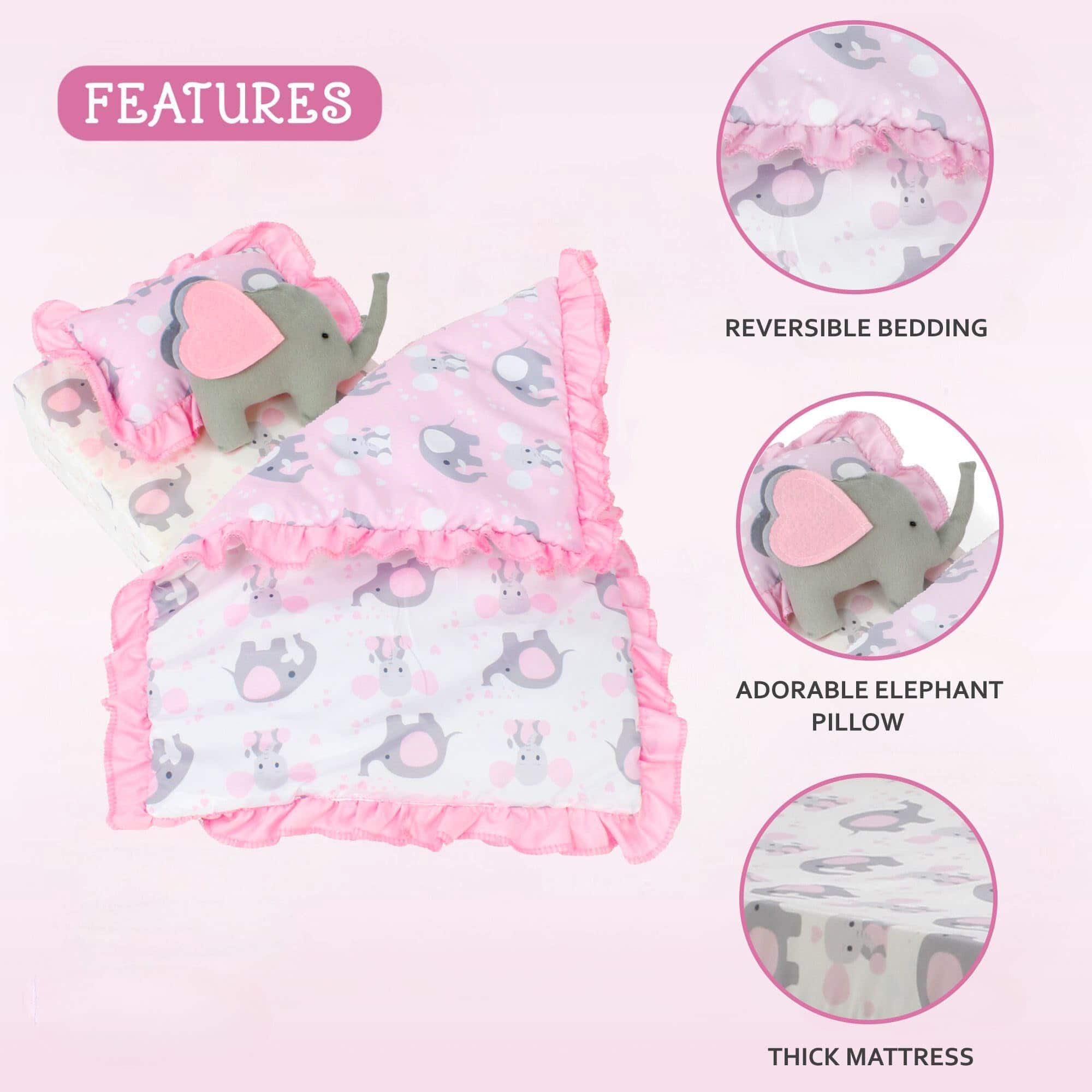 Nueva Cuna Mecedora de Madera para Muñecas Bebé Emily Rose - Imagen 8
