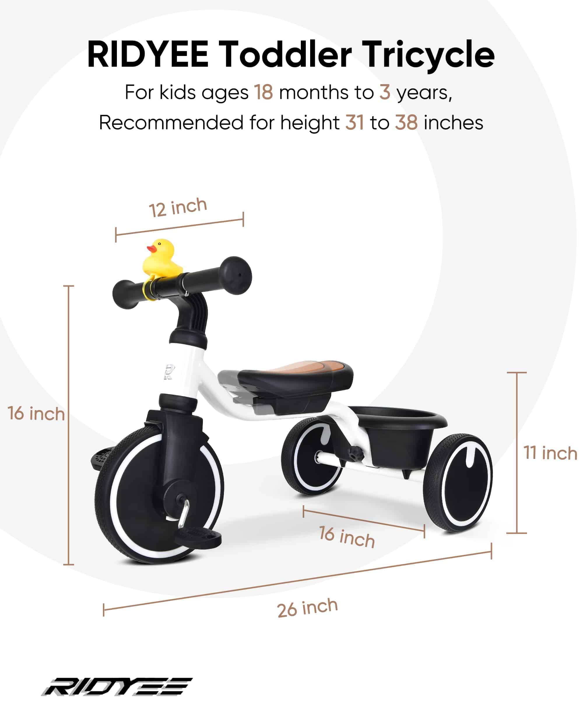 Triciclo RIDYEE para niños pequeños de 1-3 años con - Imagen 7